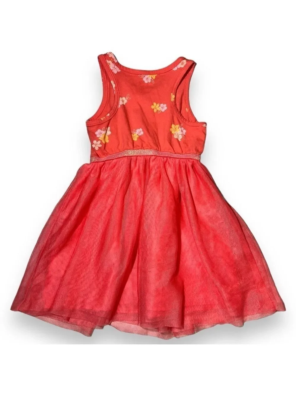 Cat & Jack Girl’s Tulle Tank Dress Bright Coral Size 3T
